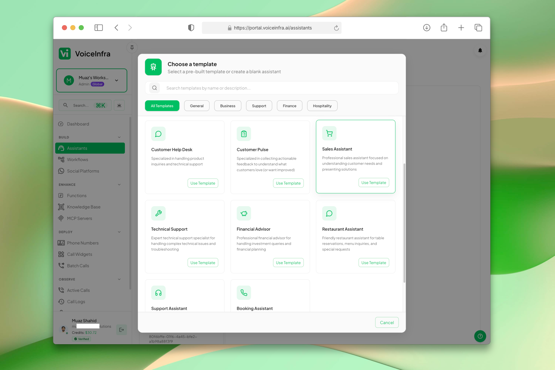 Pre-built Assistant Templates