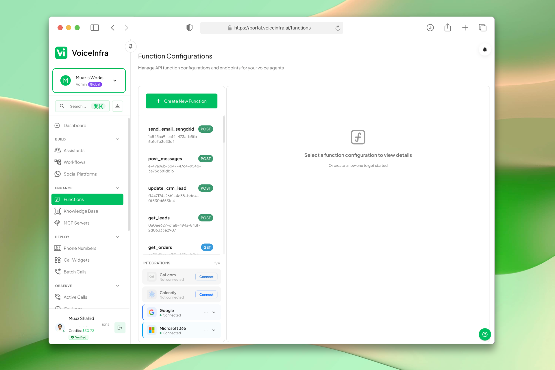 Function Configurations Dashboard