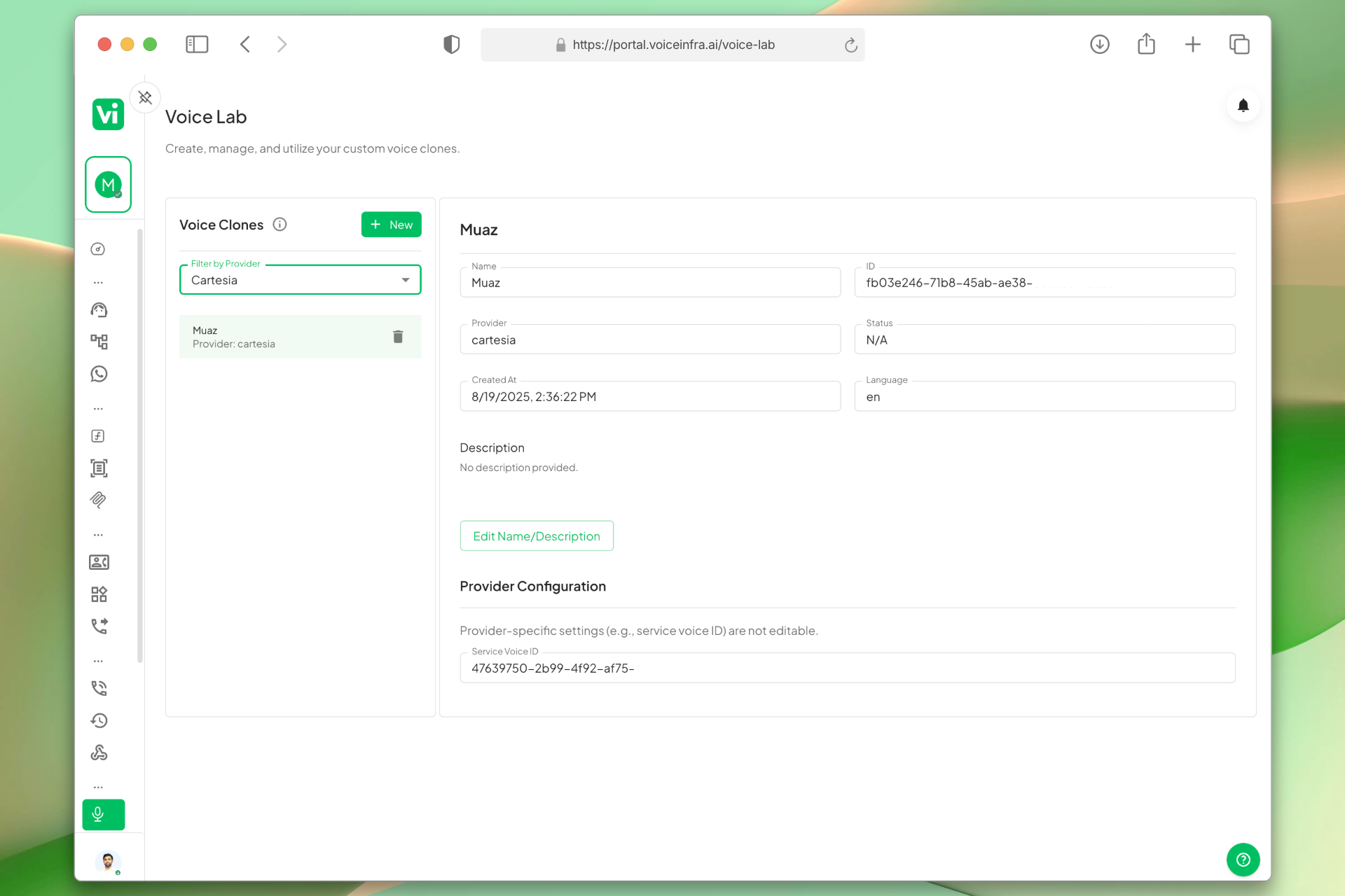Voice Clones Dashboard