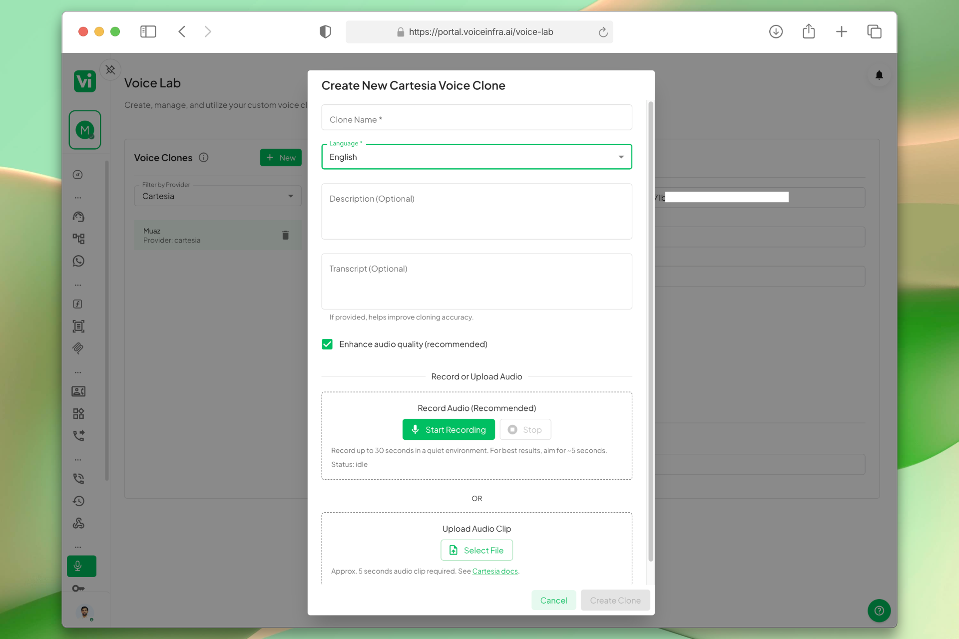 Voice Clone Creation Workflow