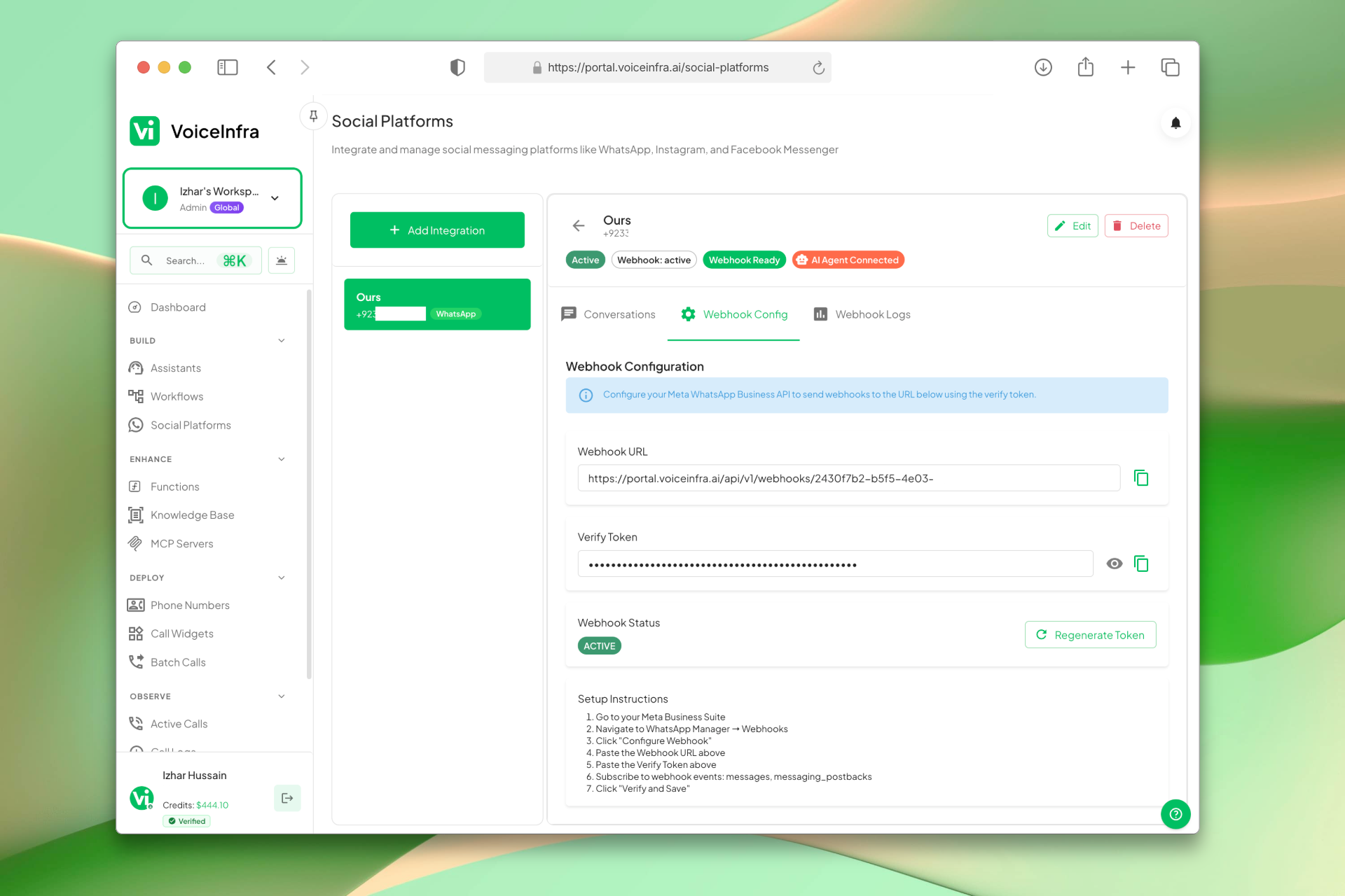 WhatsApp Webhook Configuration