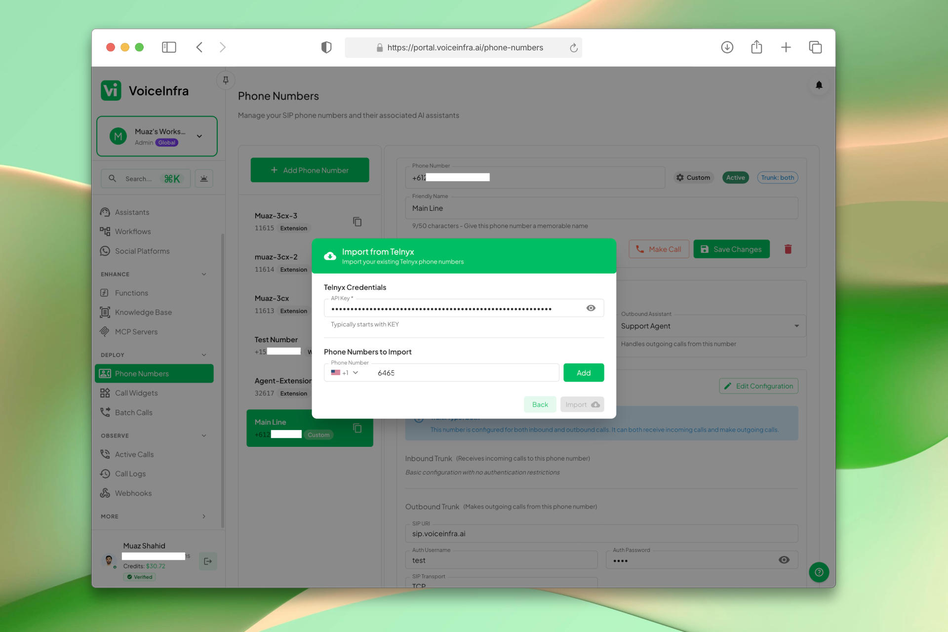 Import from Telnyx Modal