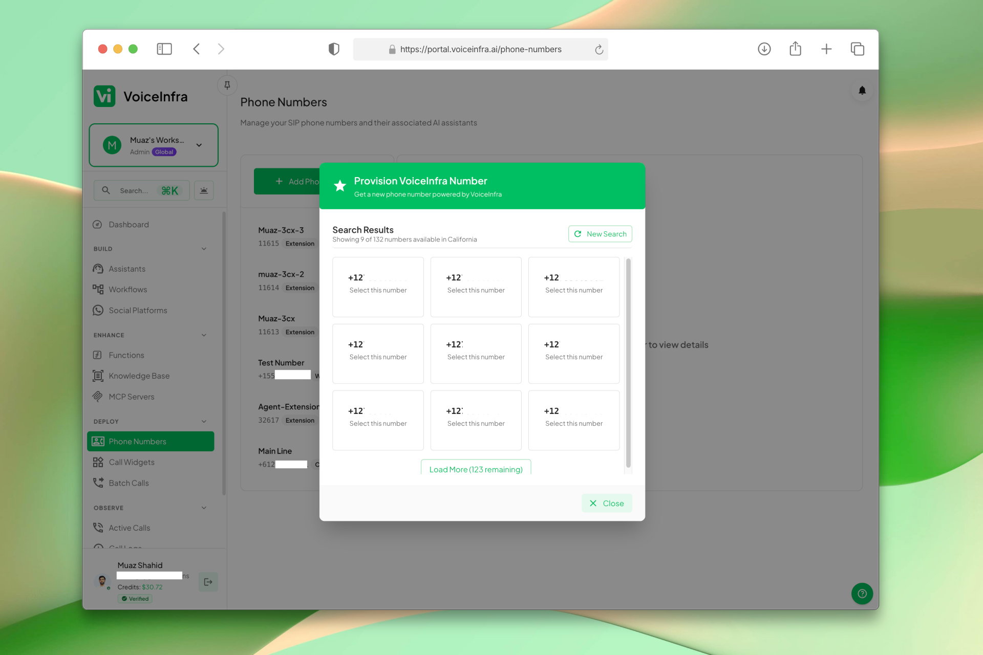 VoiceInfra Number Provisioning
