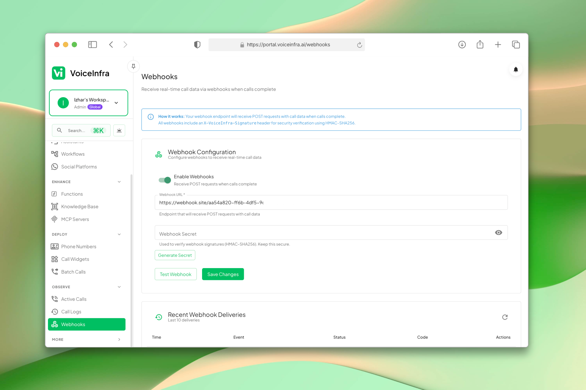 Webhook Configuration