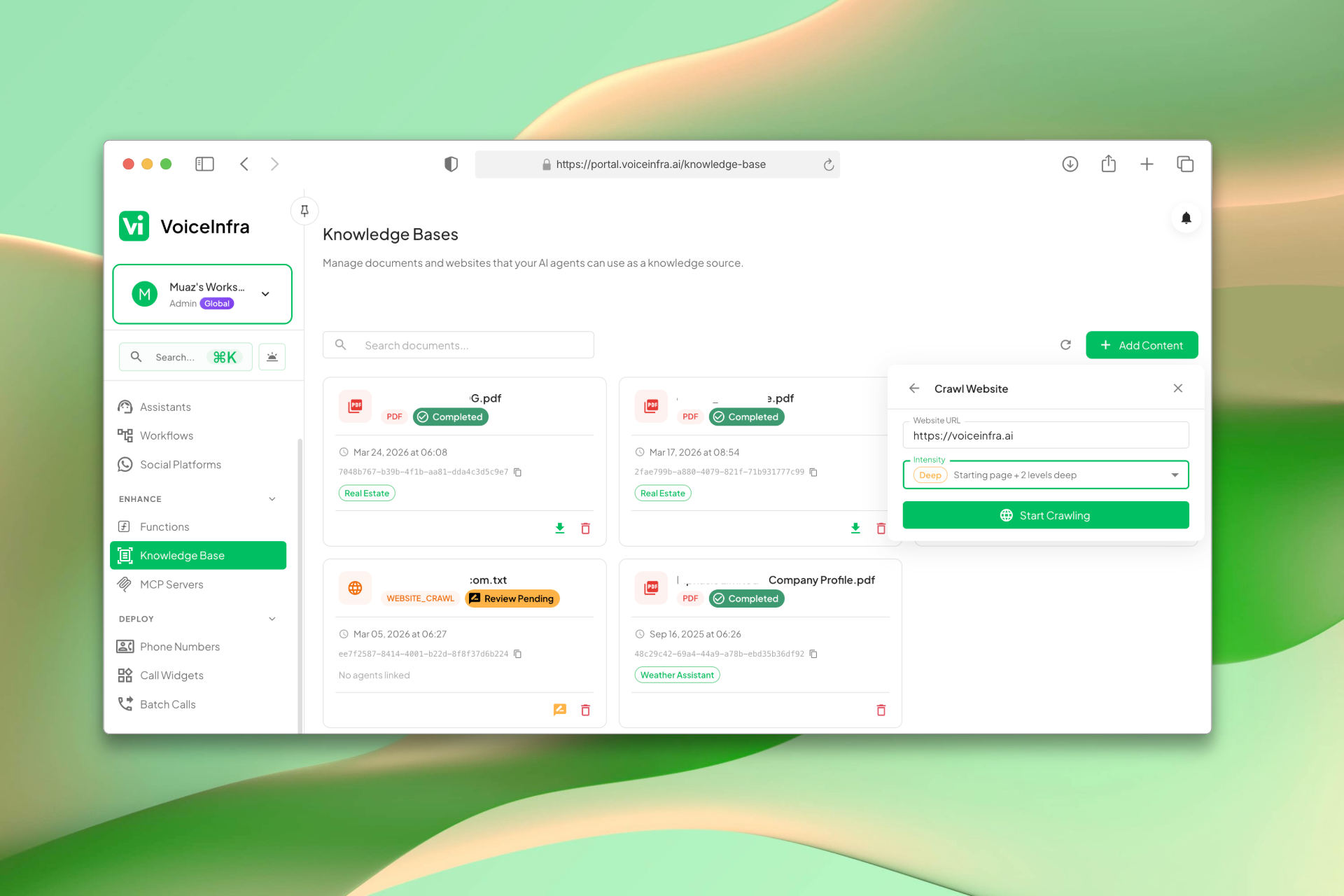 Website Crawler Configuration