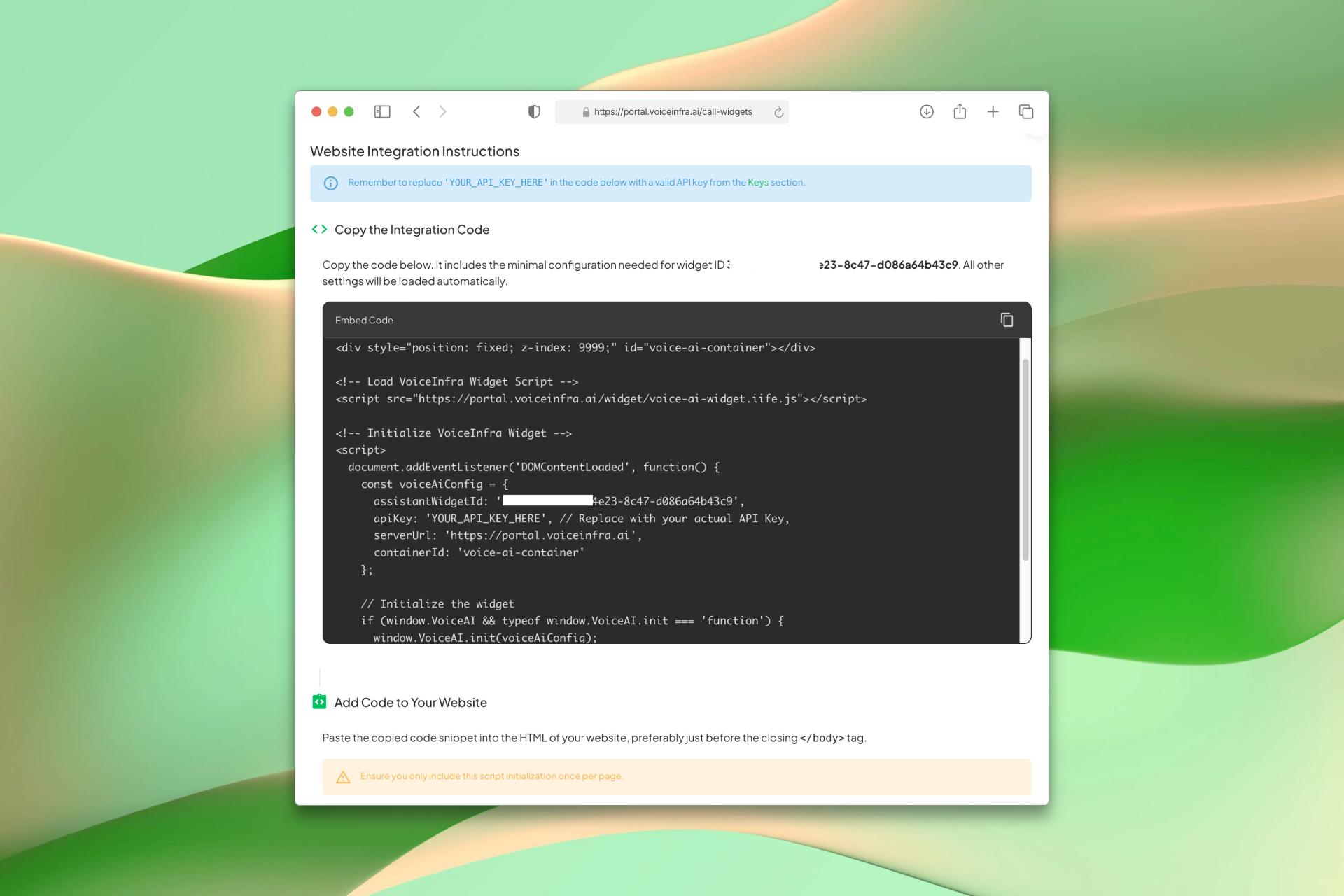 Website Integration Instructions