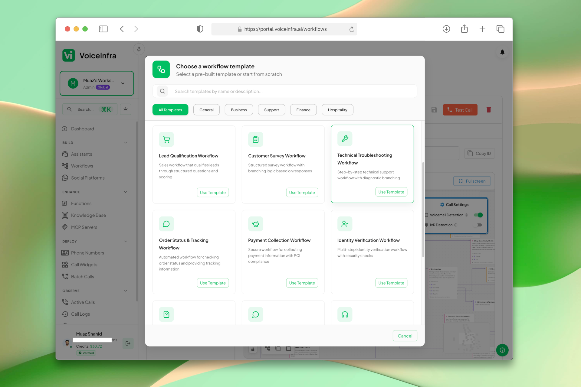 Create Workflow or Choose Template